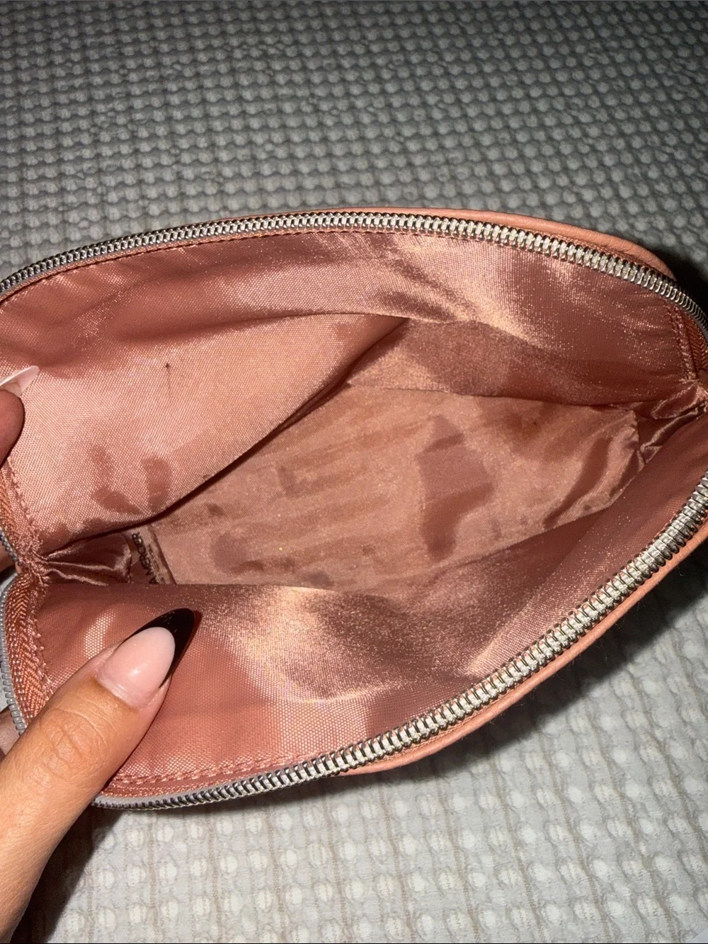 laura mercier Pebble Textured Coral Pink Cosmetic Pouch